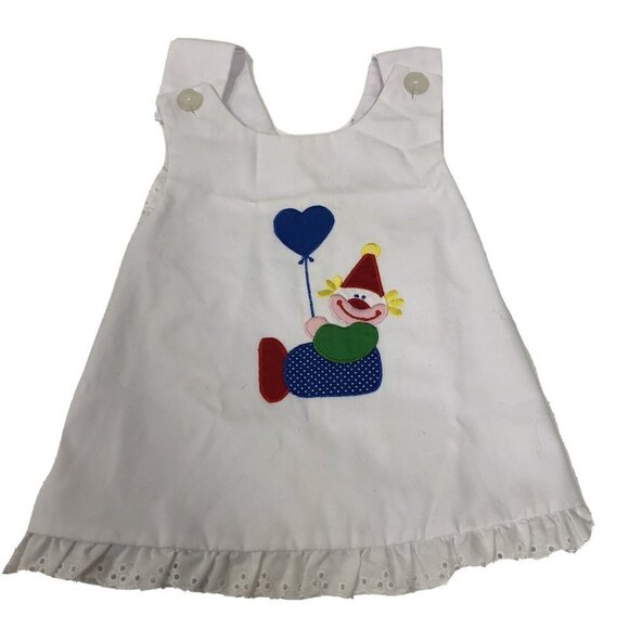 Clown Birthday Vintage INFANT Baby ROMPER JUMPER EMBROIDERED Nursery Rhyme